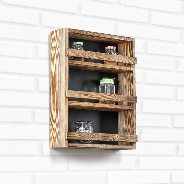 Aberto Design Estantería de Madera de Tres Capas 48x34x8 cm, Diseño Natural para Salón, Dormitorio u Oficina, Calidad Artesanal